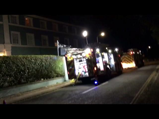 Hereford And Worcester Fire And Rescue Service. Appliances on scene.