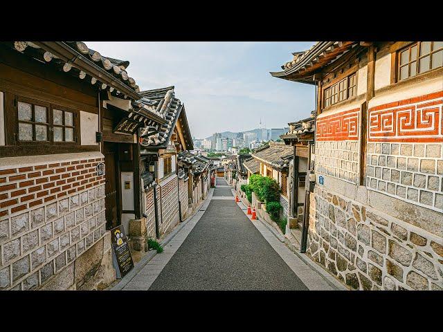 Sunday Morning Walking Tour in Seoul | Relaxing Sounds 4K HDR