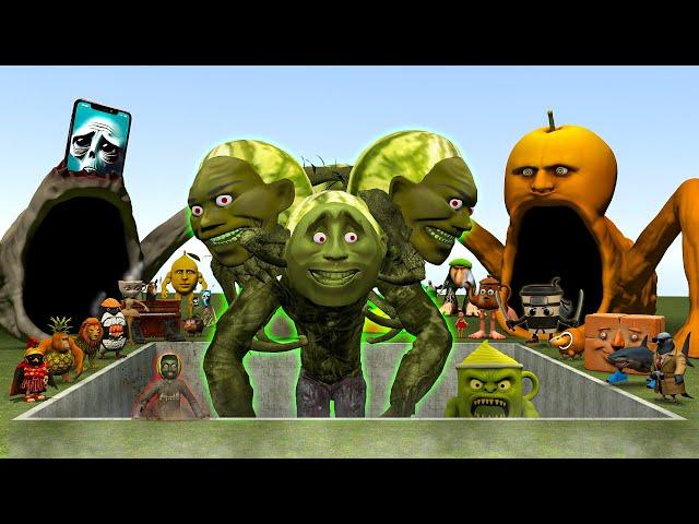 ALL ITALIAN AI BRAINROT MEMES VS THE GIANT PIT WITH NEW LIN GANG MELON ZOMBIE CARRIER! - Garry's Mod