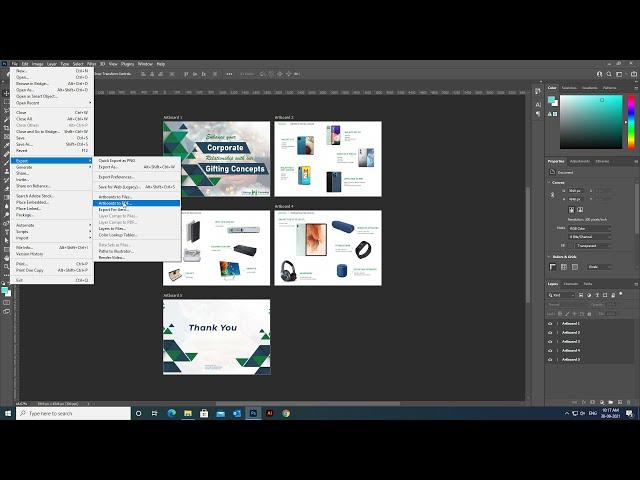 How to export artboards as a pdf file or pdf document in Photoshop