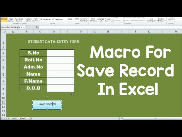 Using Macro Create Data Entry Form In Excel To Save Record in Excel//Macro For Save Button in Excel