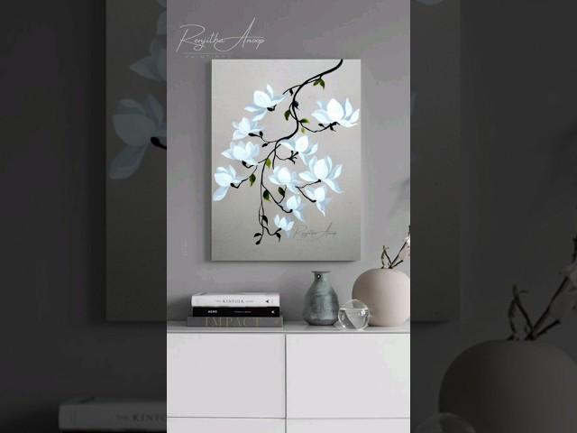 AMAZING ️ White Magnolias Acrylic Painting Flowers #shorts #art