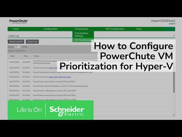How to configure PowerChute Network Shutdown VM Prioritization for Hyper-V | Schneider Electric