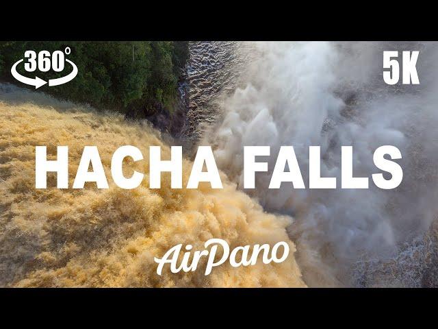 Hacha Falls, Canaima Lagoon, Venezuela. 360 video in 5K.