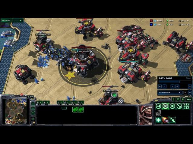 Starcraft 2 - TvT Raven 2 tank - Epic autoturret block