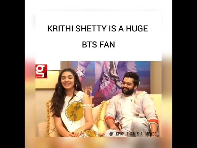 krithi shetty and Ram talking about BTSshe is a huge fan of bts