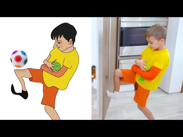 Chris rides school bus - Vlad Niki and Mom funny Drawing Meme