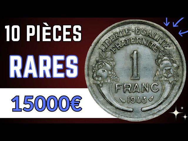 10 Pièces Françaises de 1 Franc Rares et Chères de l'époque moderne de FRANCE !