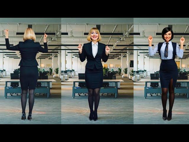 Blonde & Brunette Office Women Dancing in Skirt Suits   Fun Office Dance Routine