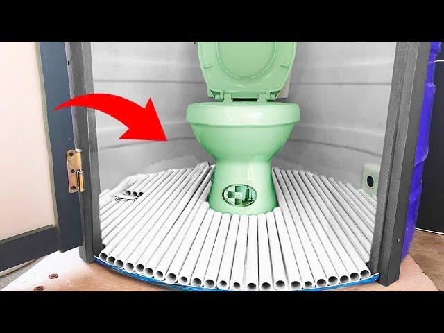 LEGALLY WAY !Turn a Water Tank into a Small Bathroom with Hot Water Directly | Detailed Construction