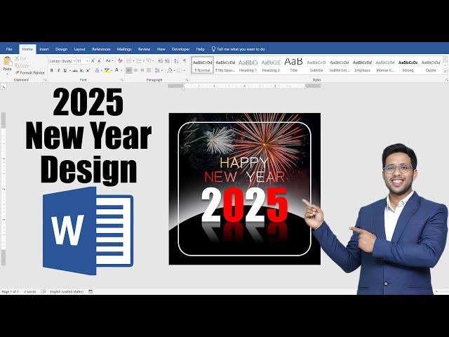 Happy New 2025 Design in Ms Word Hindi Tutorial