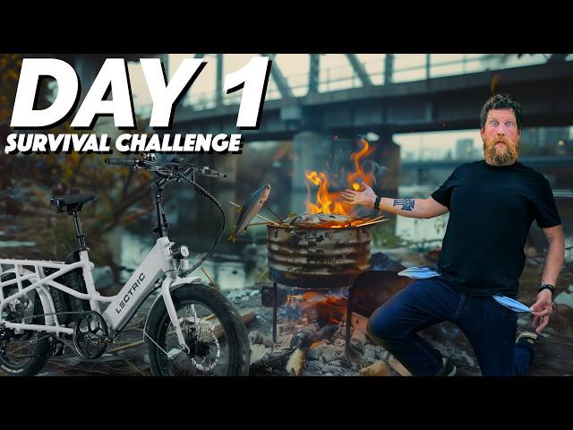 300 Mile E-bike Survival Challenge (No Food, No Water, No Shelter, No Money) Day 1 of 5