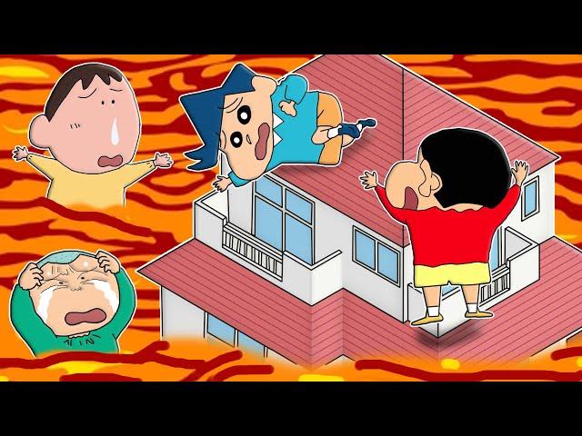 Floor Is lava challenge  | Shinchan vs kazama vs masao vs bochan  | funny game roblox