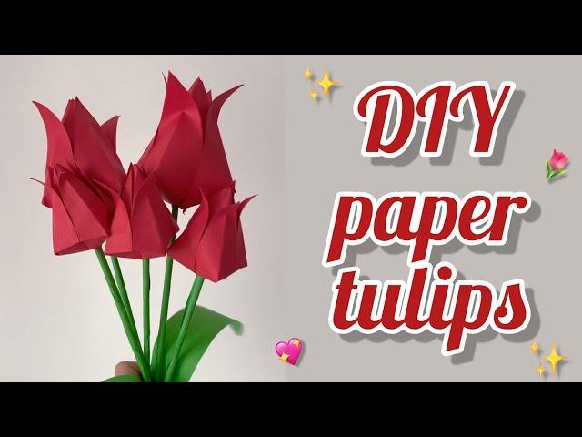 Origami Tulip | How to make paper tulip | Easy origami tulip | DIY tulip flower | No glue 