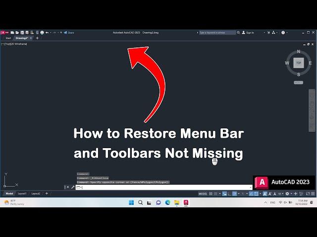 AutoCAD 2023 Tip & Trick EP.7 - How to Restore Menu Bar and Toolbars Not Missing