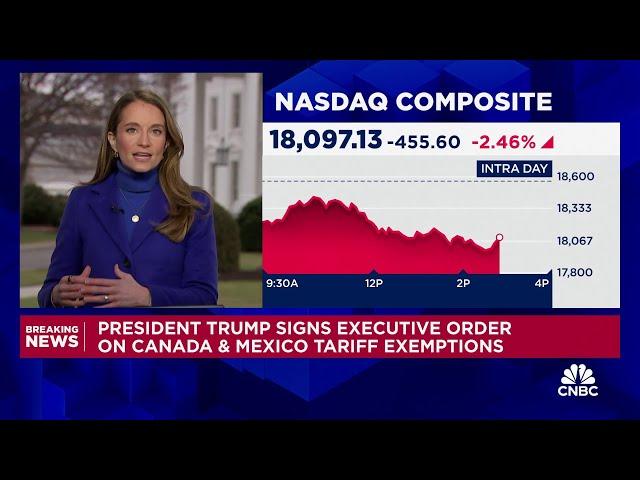 Trump signs executive order lifting tariffs on Canada and Mexico USMCA-compliant goods until April 2