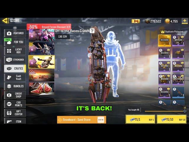 Legendary Snowboard - Sand Storm is Back COD MOBILE | Off to the Races Crate Opening CODM