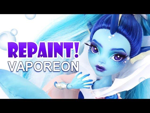 Repaint! Vaporeon Pokemon Eeveelution Custom Monster High Ooak Doll