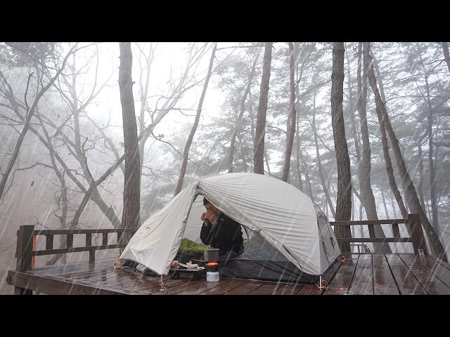 [224] Fall for the charm of of backpacking camping. | Solo camping on a rainy day