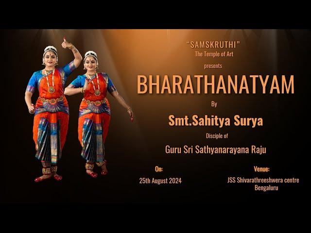 BHARATHANATYAM By Smt.Sahitya Surya | Disciple of Guru Sri Sathyanarayana Raju