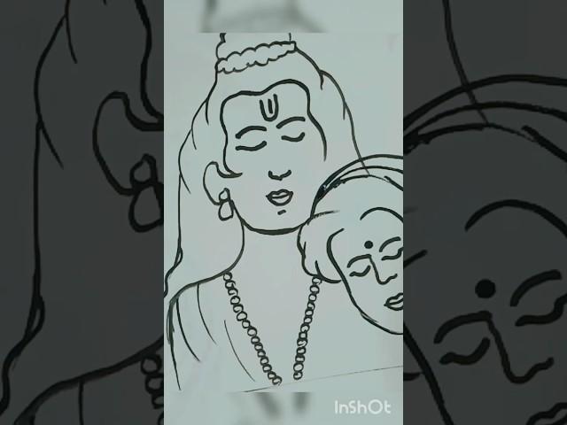 shambu devo ke dev mahadeva sceneric one stroke art #parvati #shankar #worthitart