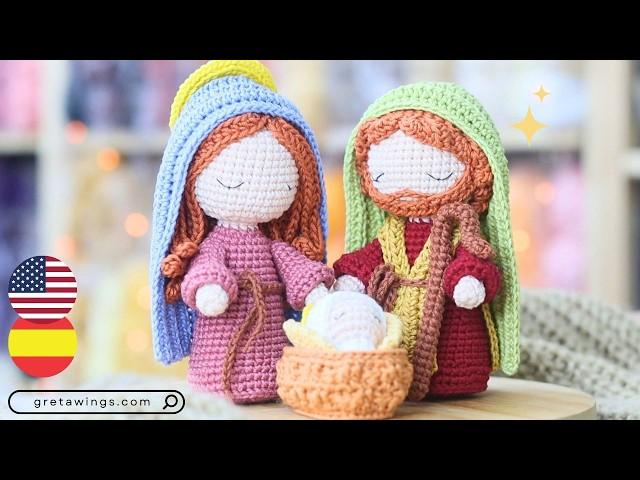 Crochet Mary and Joseph Amigurumi Nativity Set – Step-by-Step Tutorial .@gretawingsdiy