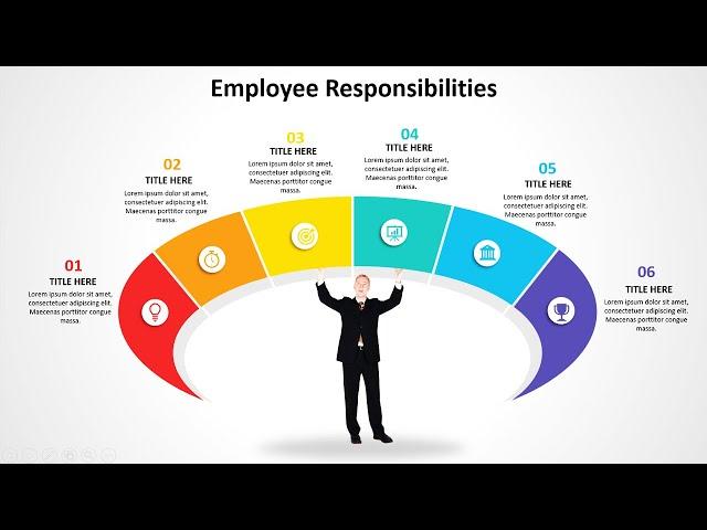 Create 6 Steps Employee Responsibility Slide in PowerPoint. Tutorial No. 935