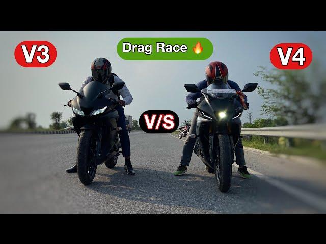 The All New Yamaha R15v4 Vs Yamaha R15v3 Drag Race : Yamaha ने ग़लत किया  !! R15 v4 vs r15v3 !!