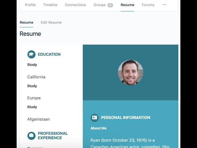 Add Resume Tab to Member Profile | Repeater Group & Fields | WP BuddyPress Powered Social Community