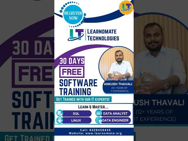 FREE 30 DAYS SOFTWARE TRAINING PROGRAM | LEARNOMATE TECHNOLOGIES | REGISTER NOW