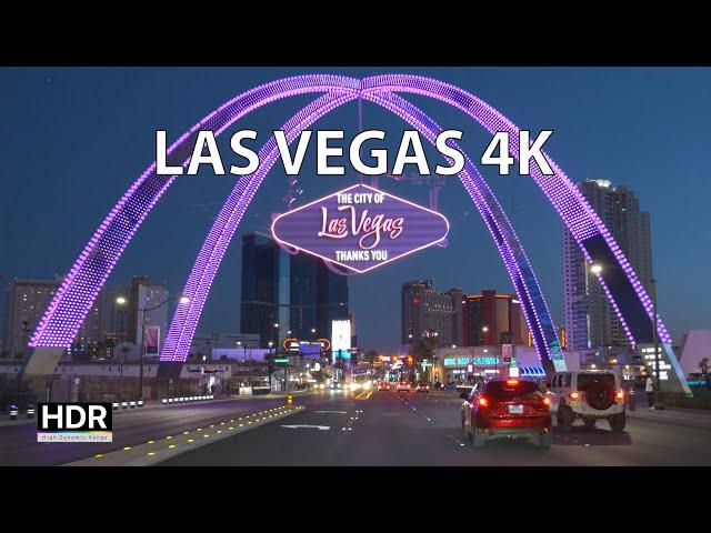 Driving Las Vegas 4K HDR - Sunset On The Strip - USA