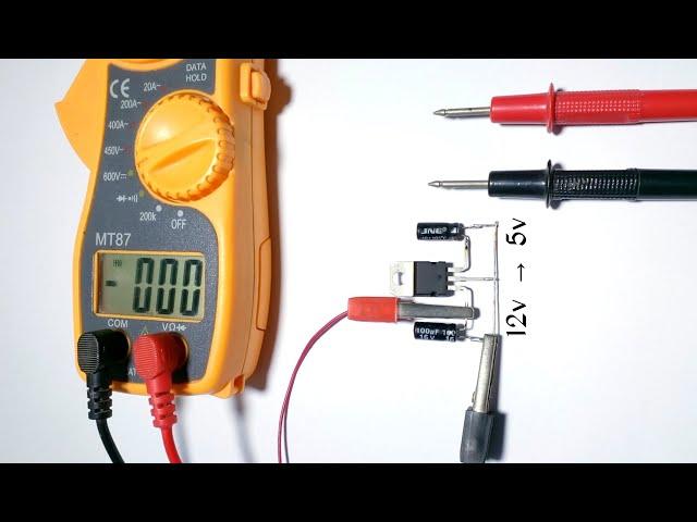 Make a 12v to 5v DC converter using 7805 ic|7805 voltage regulator circuit|simple dc converte#shorts