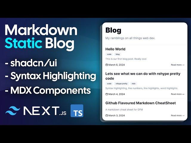 NextJS 14 Markdown Blog: TypeScript, Tailwind, shadcn/ui, MDX, Velite,