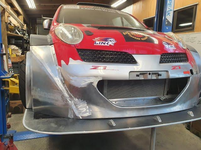 Custom front bumper fabrication 700hp Nissan March Racecar