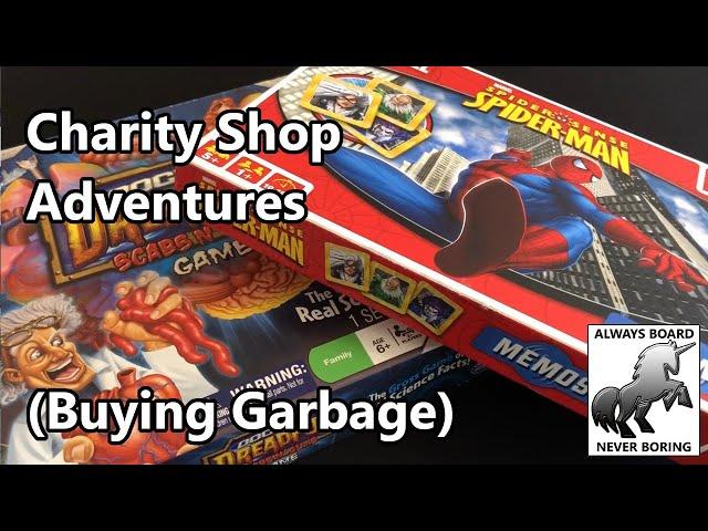 Always Board Never Boring Charity Shop Adventures | Spider Man, Disgusting Science & Garbage Games