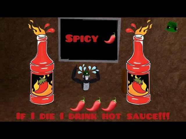 Playing big scary but if i die I drink Hot Sauce!! (VERY SPICY)