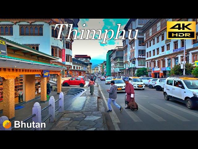 Thimphu Walking Tour | Early evening walk in the center of the capital Thimphu | Bhutan | 4K HDR