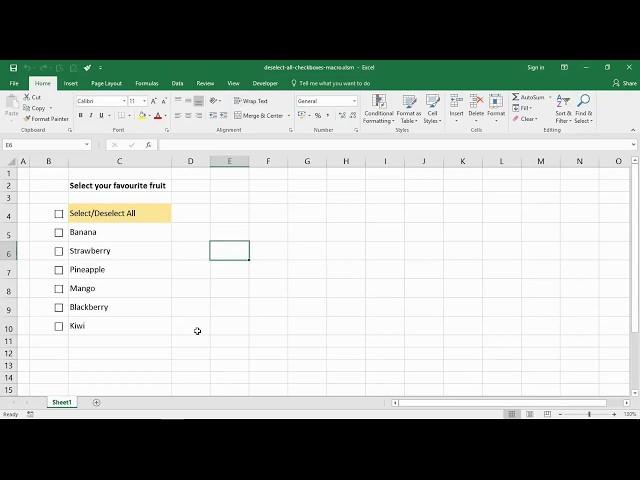 Check/Uncheck All Checkboxes with a Single Checkbox - Excel Macro