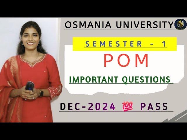 POM || PRINCIPLES OF MANAGEMENT || BBA || SEMESTER  -1 || IMPORTANT QUESTIONS || @shivanipallela