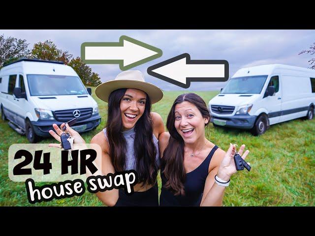 24 Hour Tiny House Swap with Kara & Nate (van life comparison)