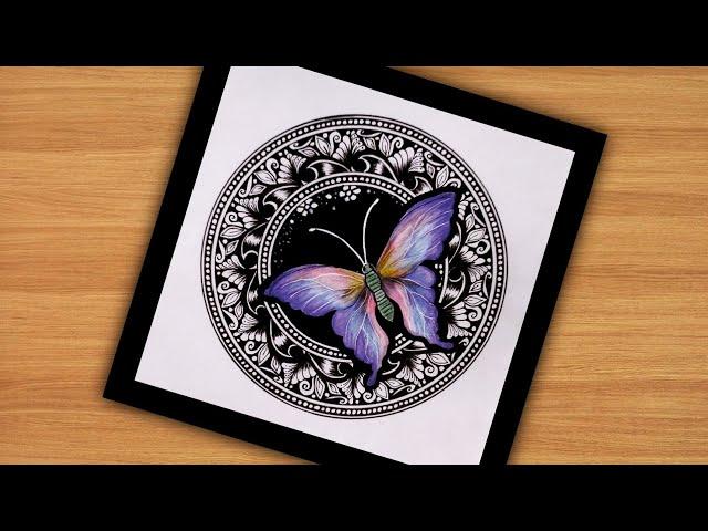 Butterfly With Mandala art|Mandala art for beginner|Butterfly art Coloring  @VennilaYLCreations