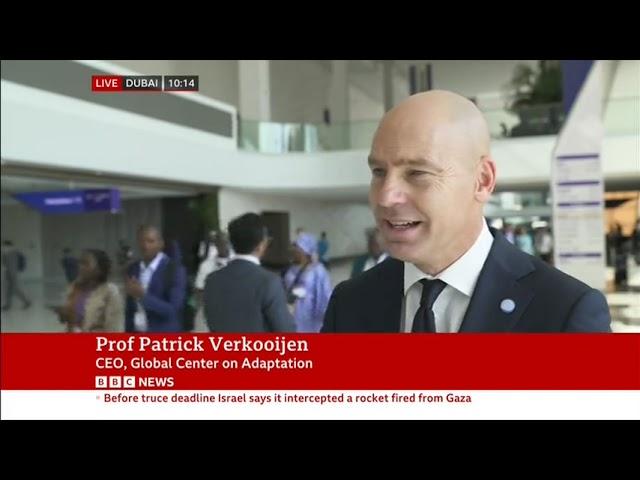 Patrick Verkooijen, CEO of Global Center on Adaptation on BBC World during COP28 in Dubai