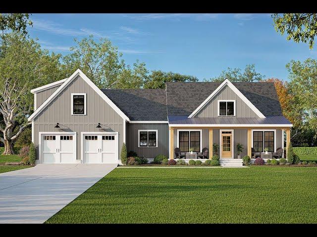 Dream Modern Farmhouse Design: Single Story with Bonus Room & Double Garage [Plan 009-00431]