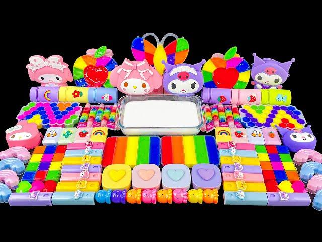 ASMR Random Slime MixSatisfying Purple Kuromi Slime and Pink Sanrio Slime mixed with Rainbow Slime