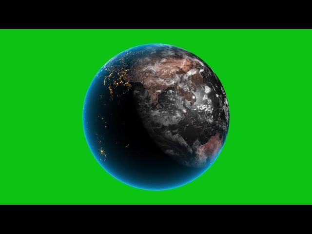 Realistic 3d Planet Earth Rotation Loop Animation on Green Screen - Motion Made