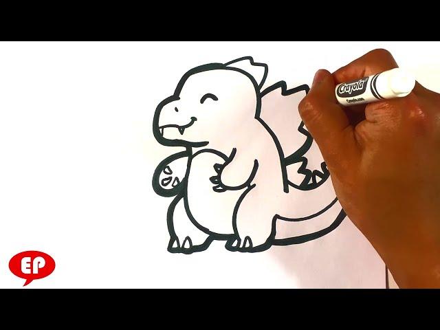 How to Draw Cute Godzilla - Easy Pictures to Draw