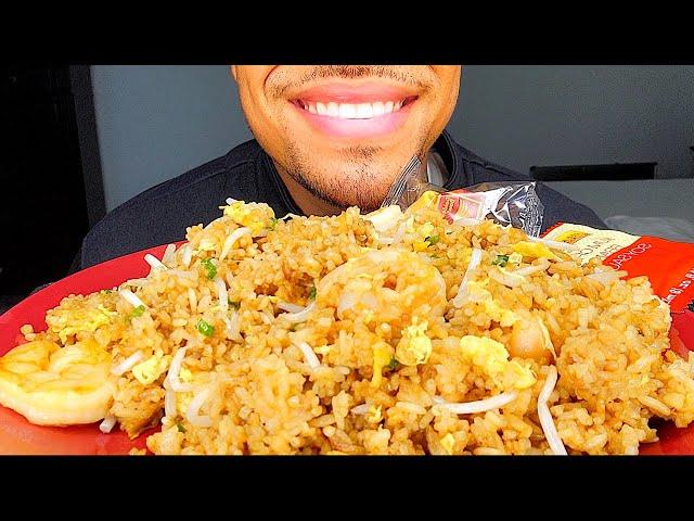 ASMR CHINESE FOOD SHRIMP FRIED RICE RESTAURANT STYLE EATING SHOW SOUNDS TALKING REVIEW RECIPE MUKBAN