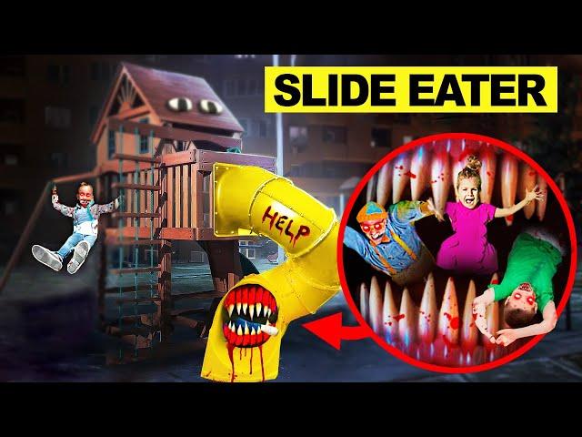 KAMERA ÜBERWACHT SLIDE EATER WELT am SPIELPLATZ ohne DROHNE um 3 UHR