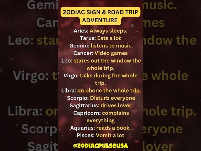 Zodiac Signs &Road Trip Adventure  #shorts #ytshorts
