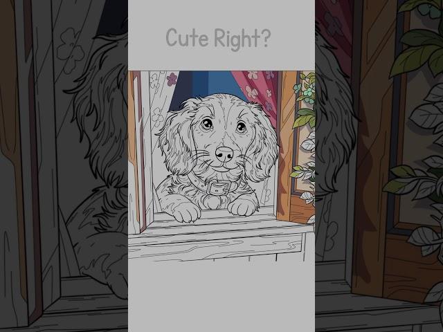 Coloring a Cute Puppy in the Window  | Relaxing Timelapse #happycolor
